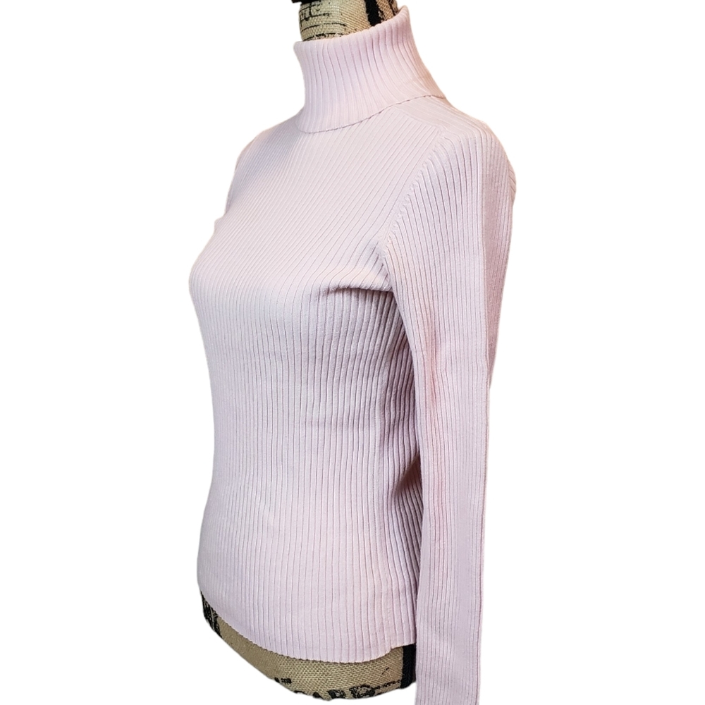 NY&Co Light Pink Ribbed Knit Turtleneck Sweater - Picture 2 of 5